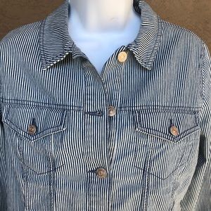 Gloria Vanderbilt Striped Jean Jacket,size small